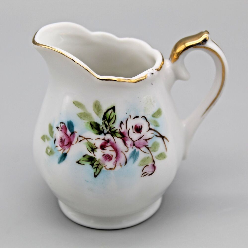 Vintage Mini Porcelain Creamer Floral Victorian Style